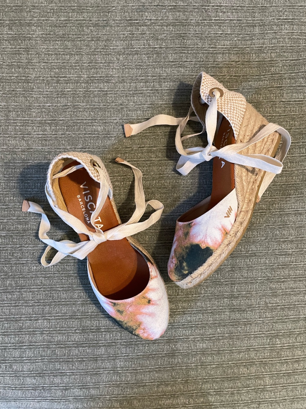 Viscata Pink Espadrille Wedges, Size 41